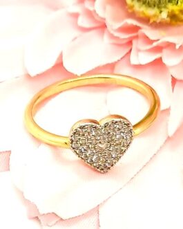 Zlatni  prsten cirkonsko  srce